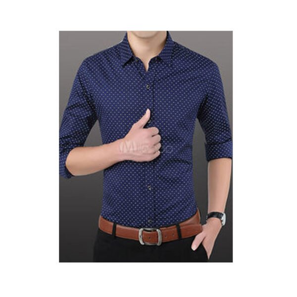 Men's Navy Blue Dotted Shirt